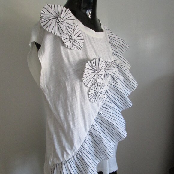 Joie 100% cotton white dramatic ruffle front tunic top - Picture 3 of 7
